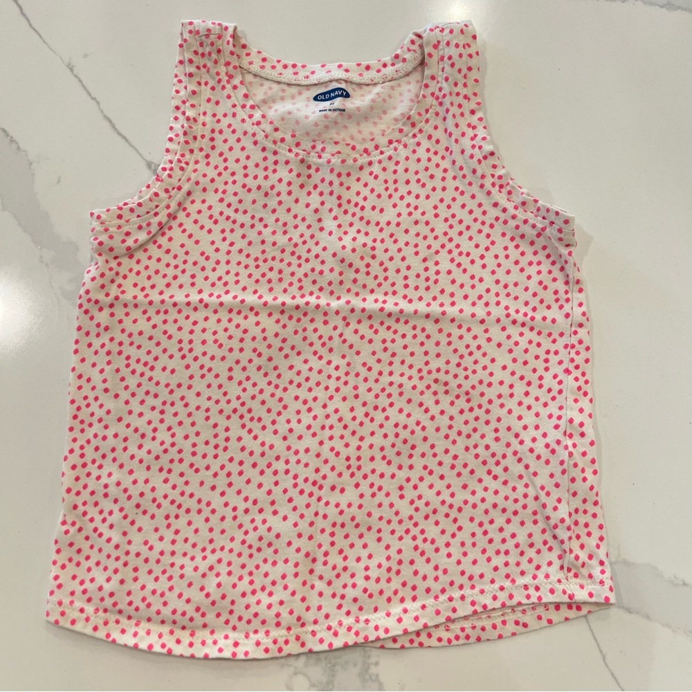 OLD NAVY - SET OF 2 - Kids Sleeveless Tank Tops - aqua & Pink Polka Dot 3T - Picture 4 of 5
